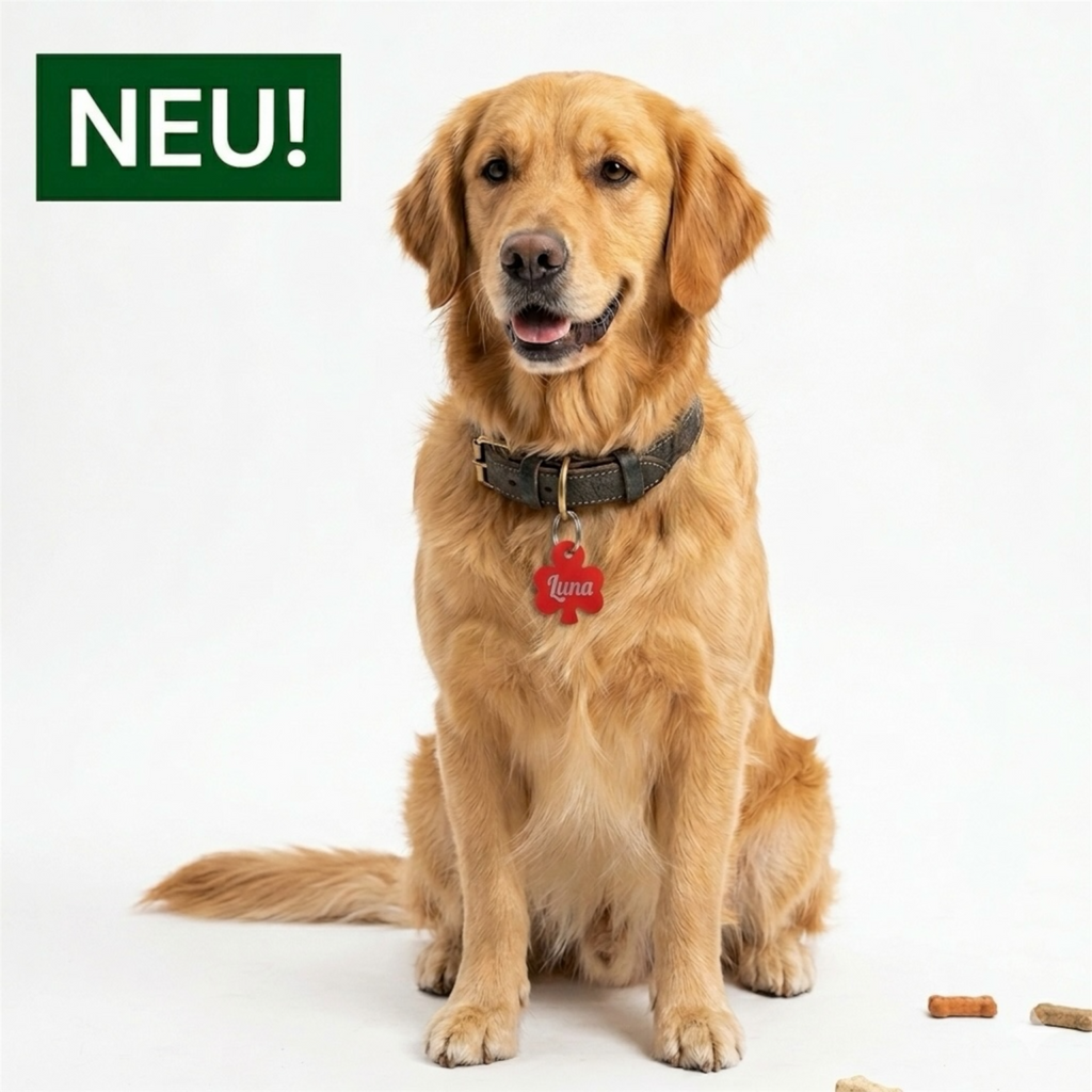 Aluminium Hundemarke Kleeblatt 10 Farben