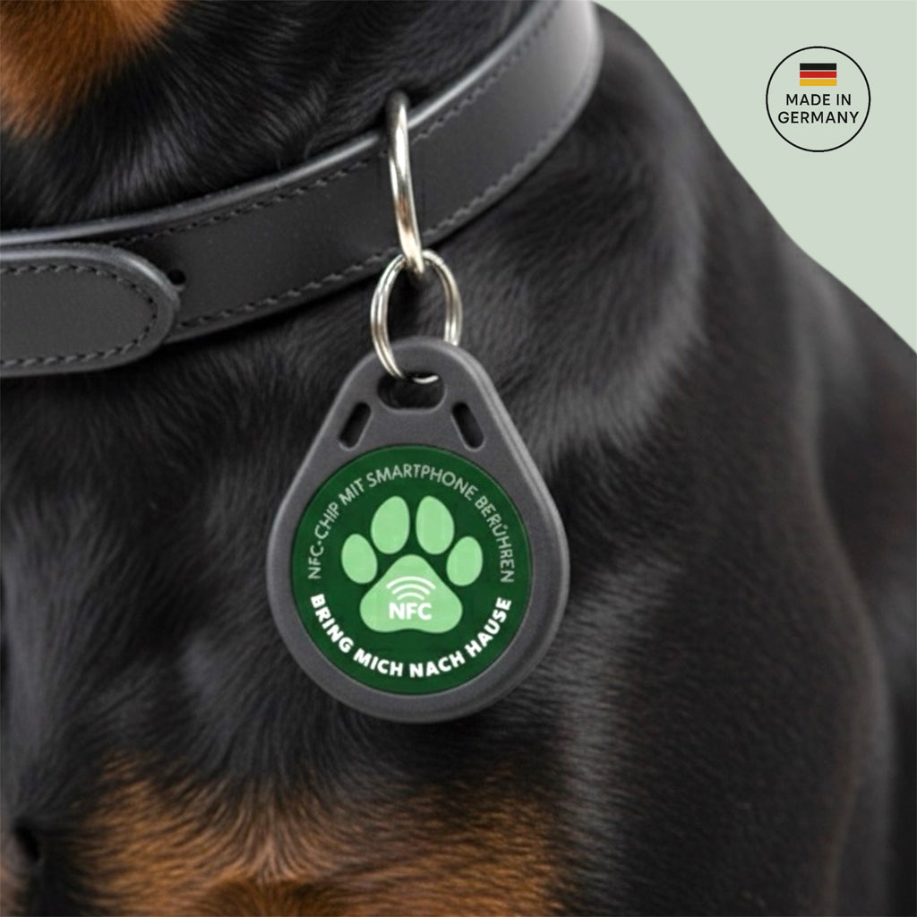 NFC Hundemarke Pro 2 Generation aus Edelstahl ohne Gravur – digitale Hundemarke und 7 Jahren Akkulaufzeit ohne Laden