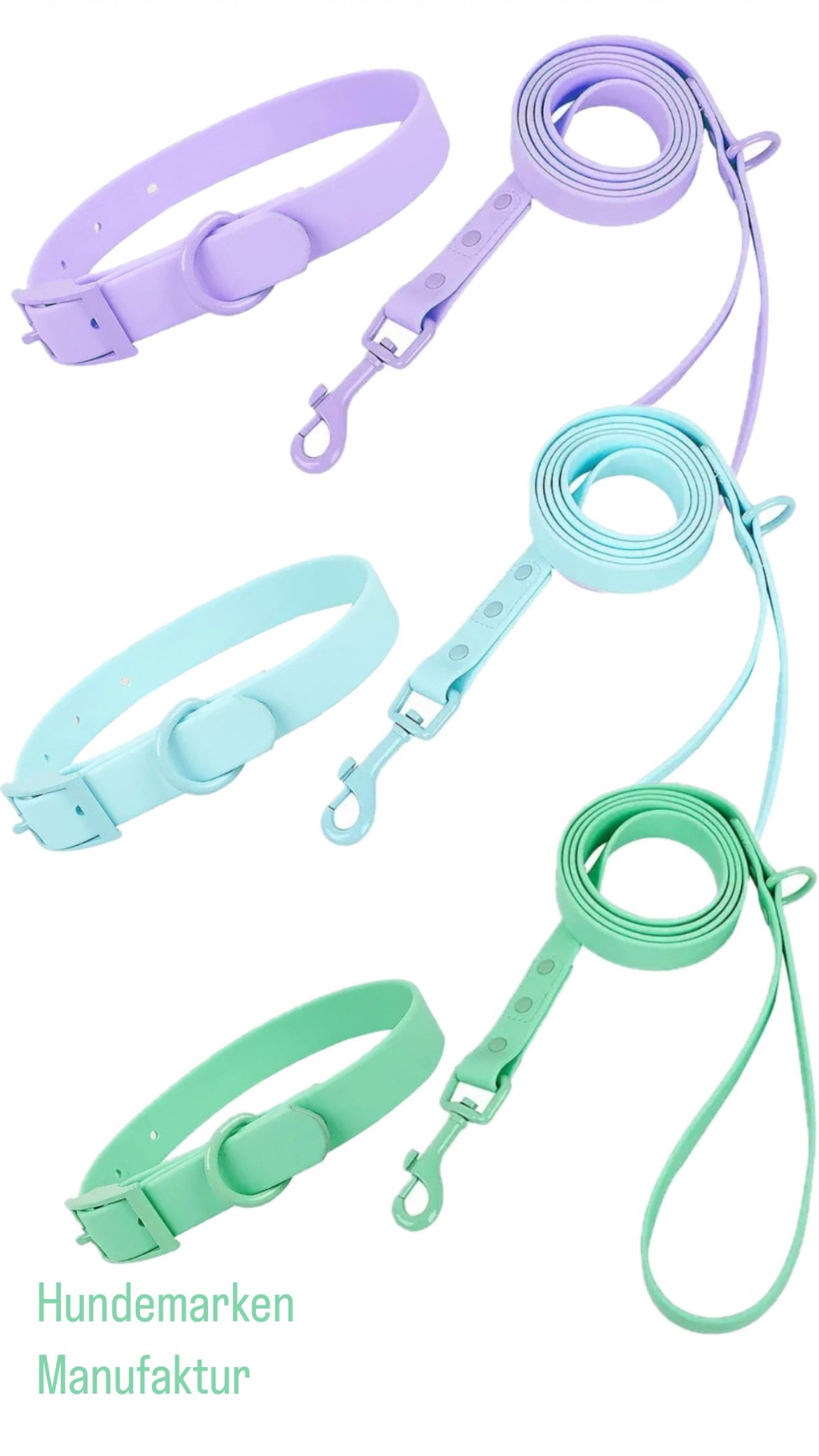 Pastell Halsbänder und Leinen mit Wunschgravur