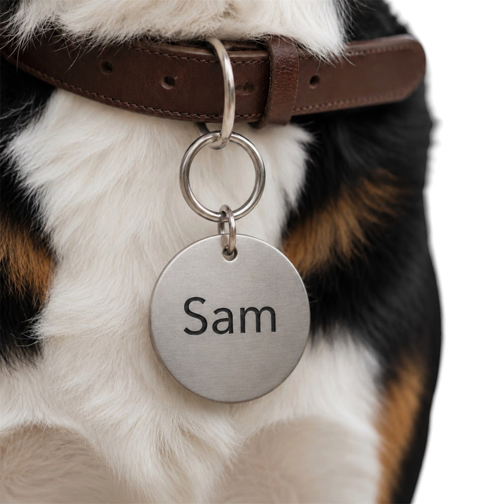 Edelstahl Hundemarke Rund XL personalisiert