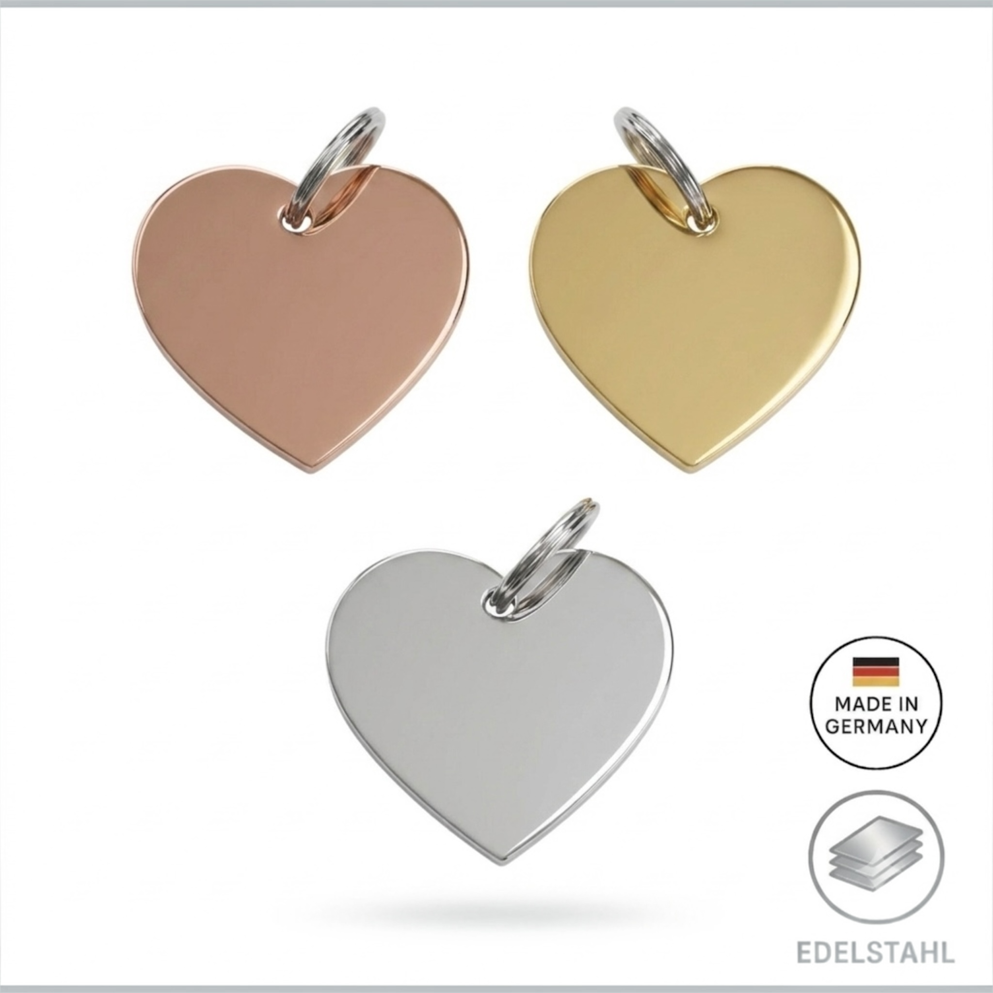 Personalisierte Hundemarke Edelstahl Herz Form 3 Farben