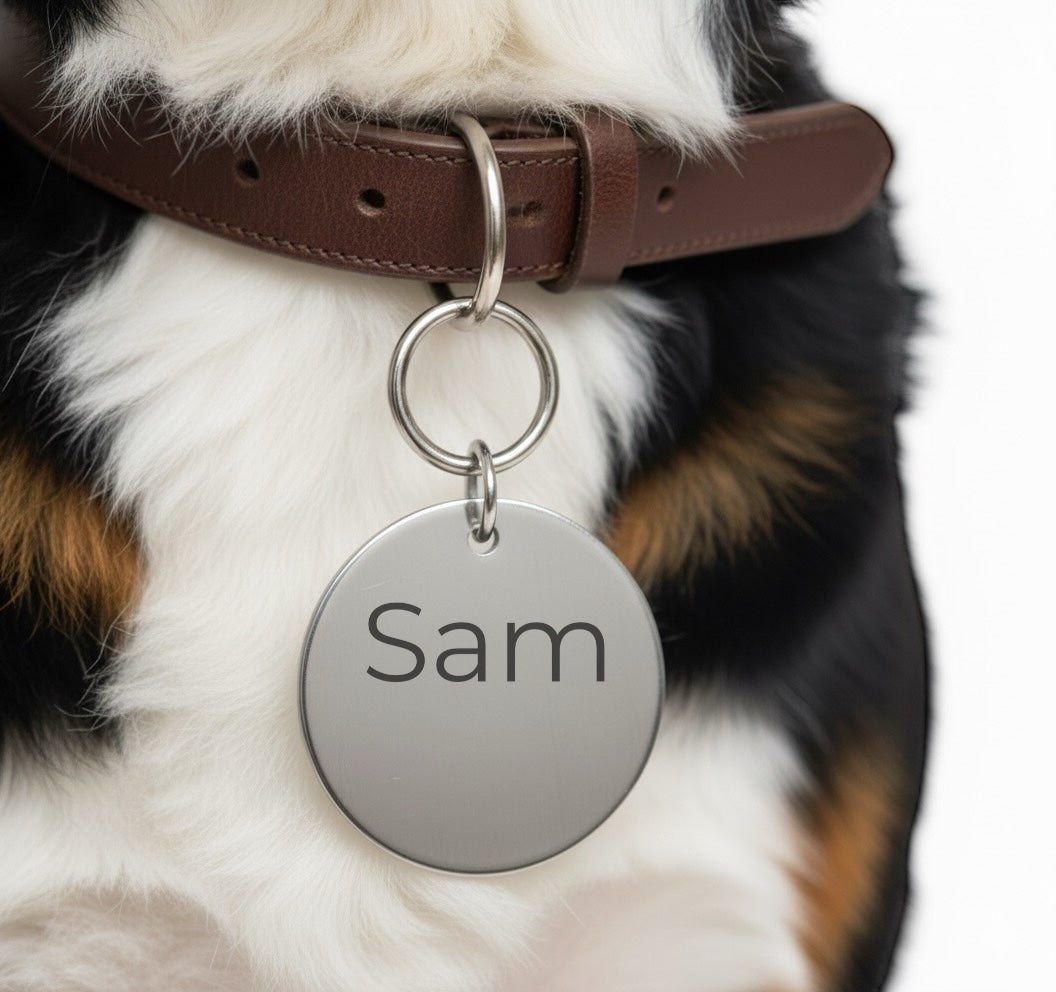 Edelstahl Hundemarke Rund XL personalisiert