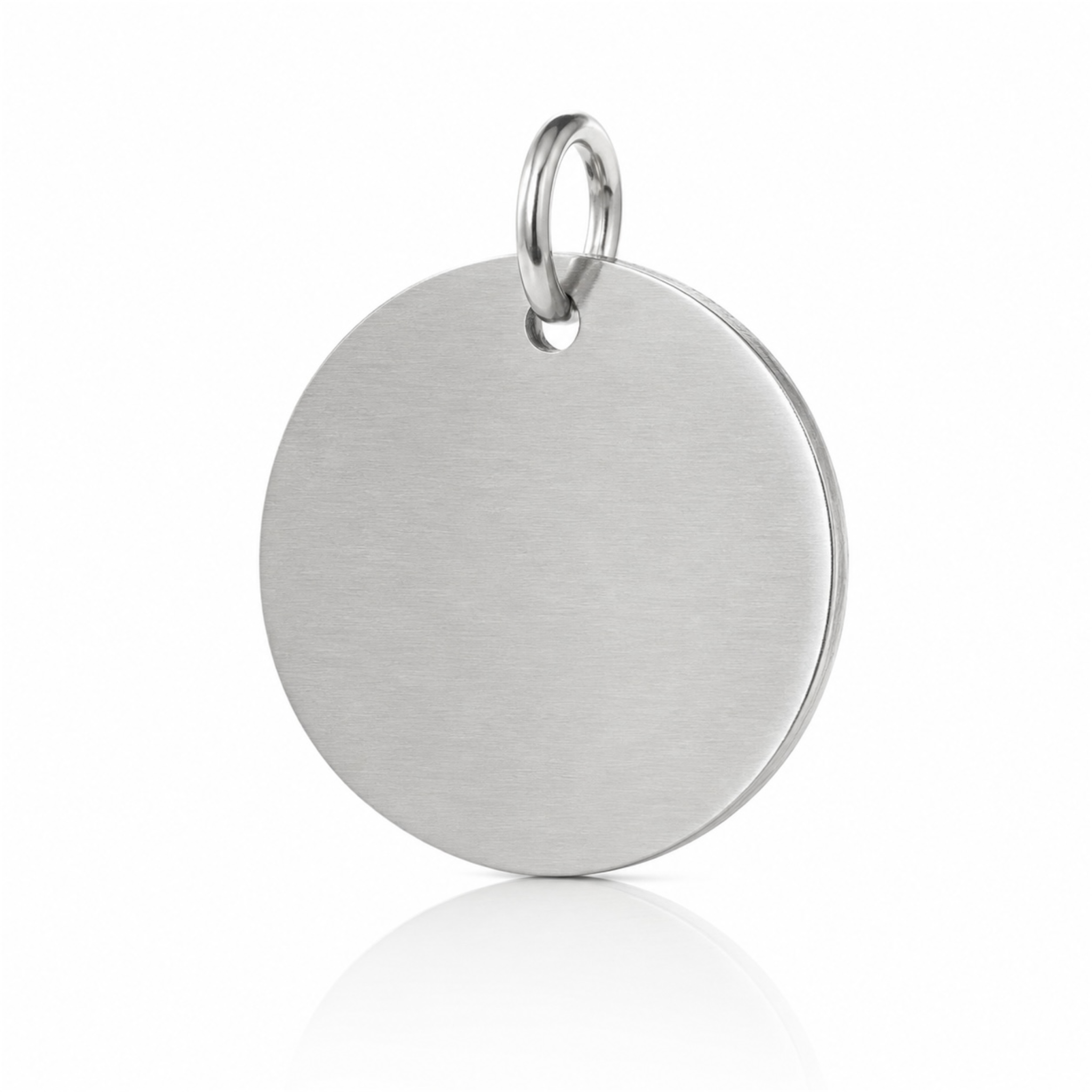 Matte Personalisierte runde Hundemarke aus Edelstahl mit Gravur - Silber