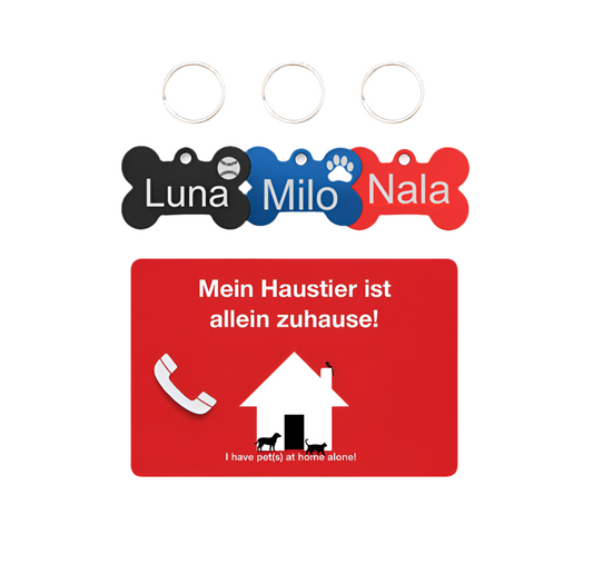 3 Aluminium Hundemarken + kostenlose Befestigungsringe