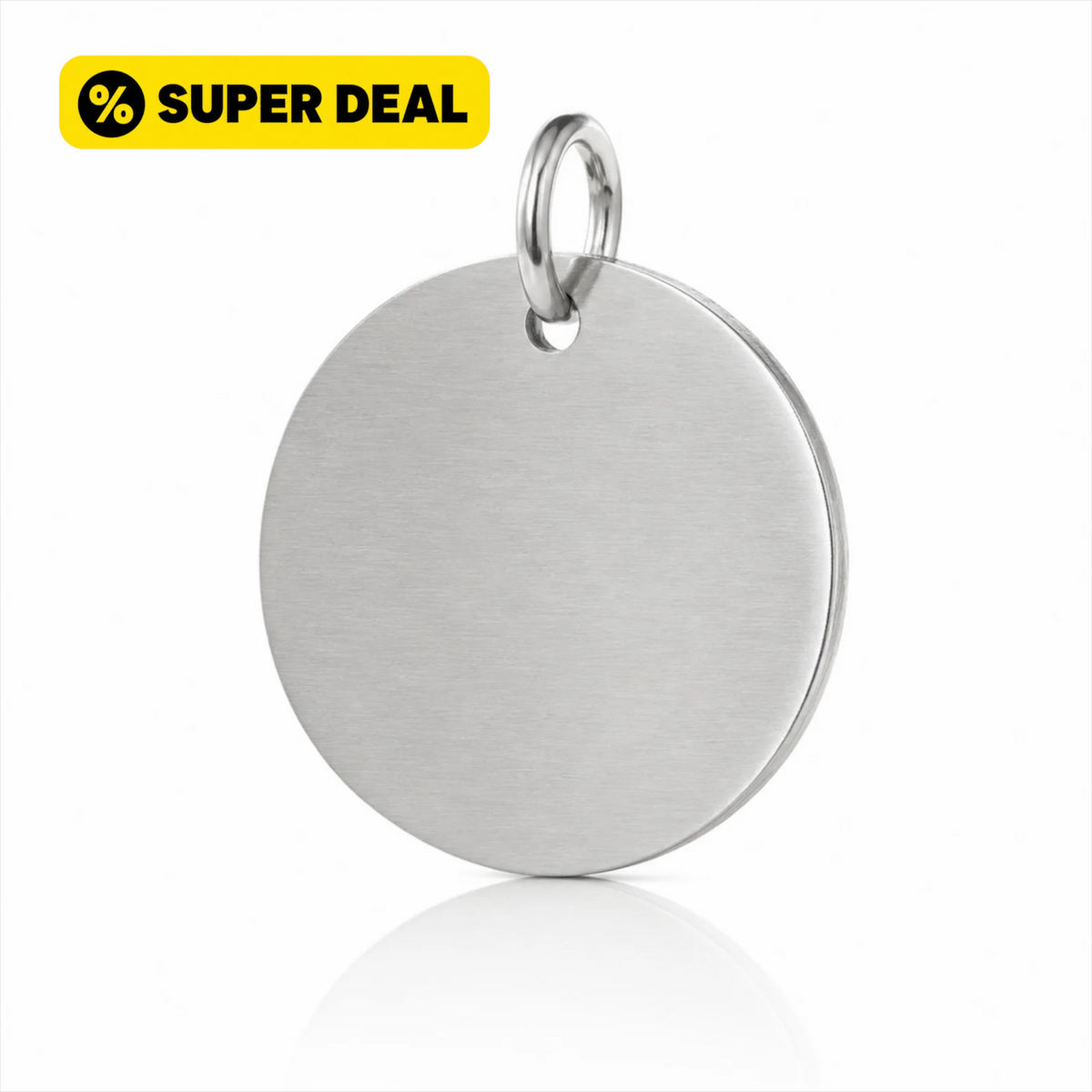 Matte Personalisierte runde Hundemarke aus Edelstahl mit Gravur - Silber