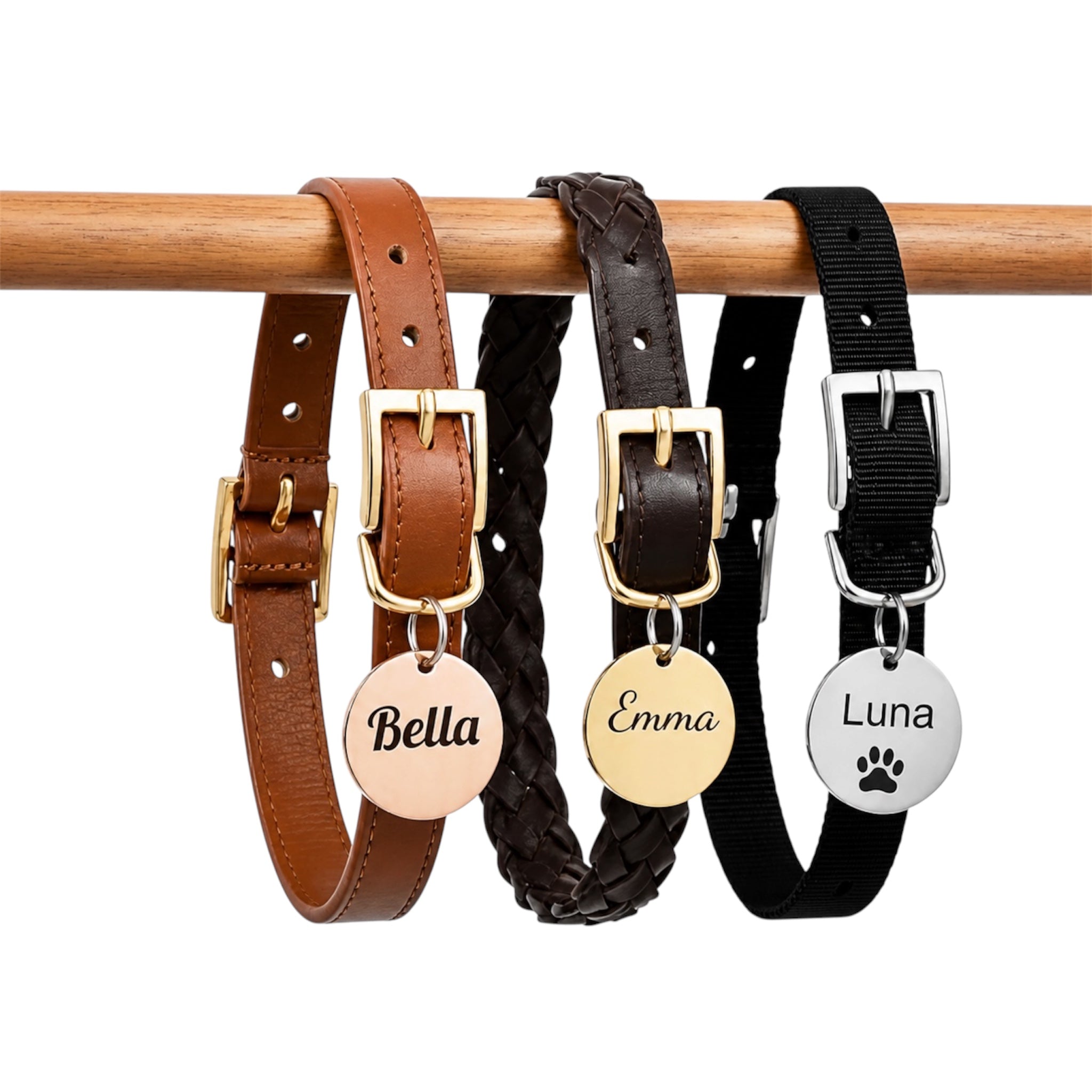 Personalisierte runde Hundemarke mit Gravur - 3 Farben aus rostfreien Edelstahl