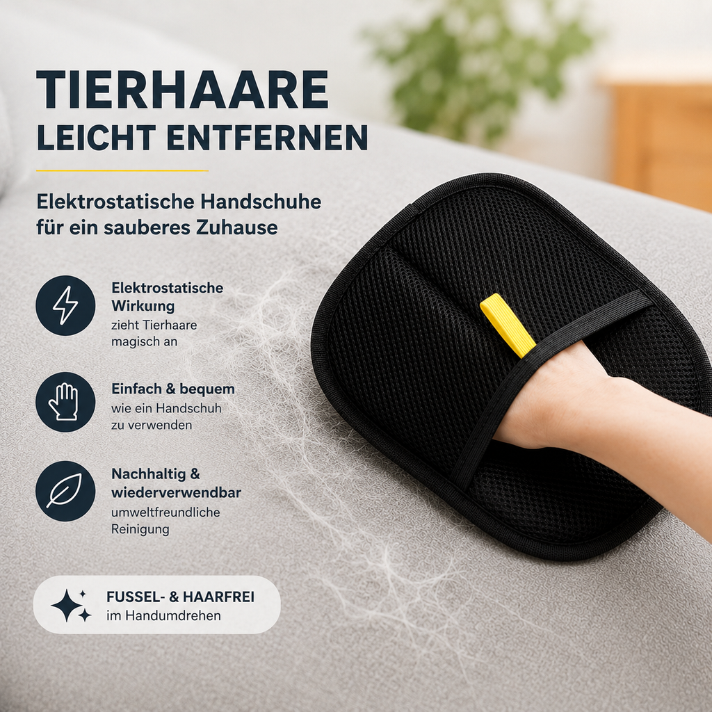Tierhaarentferner Handschuh | Fellmagnet für Sofa, Kleidung & Auto wiederverwendbar ♻️