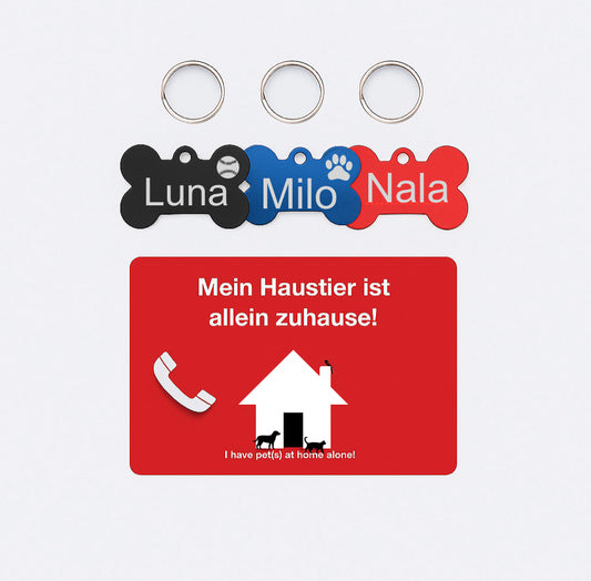 3 Aluminium Hundemarken + kostenlose Befestigungsringe