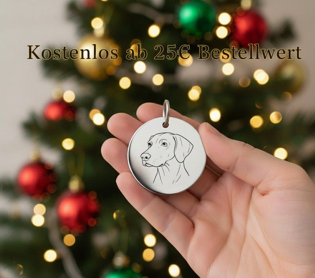 Edelstahl-Hundemarke – Wähle als Motiv die Hunderasse deines Hundes (15+ Motive)
