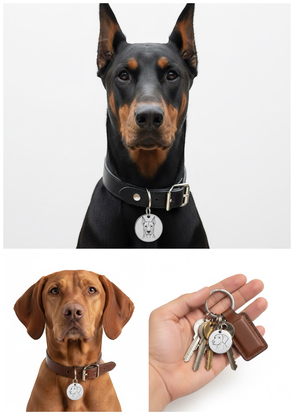 Edelstahl-Hundemarke – Wähle als Motiv die Hunderasse deines Hundes (15+ Motive)